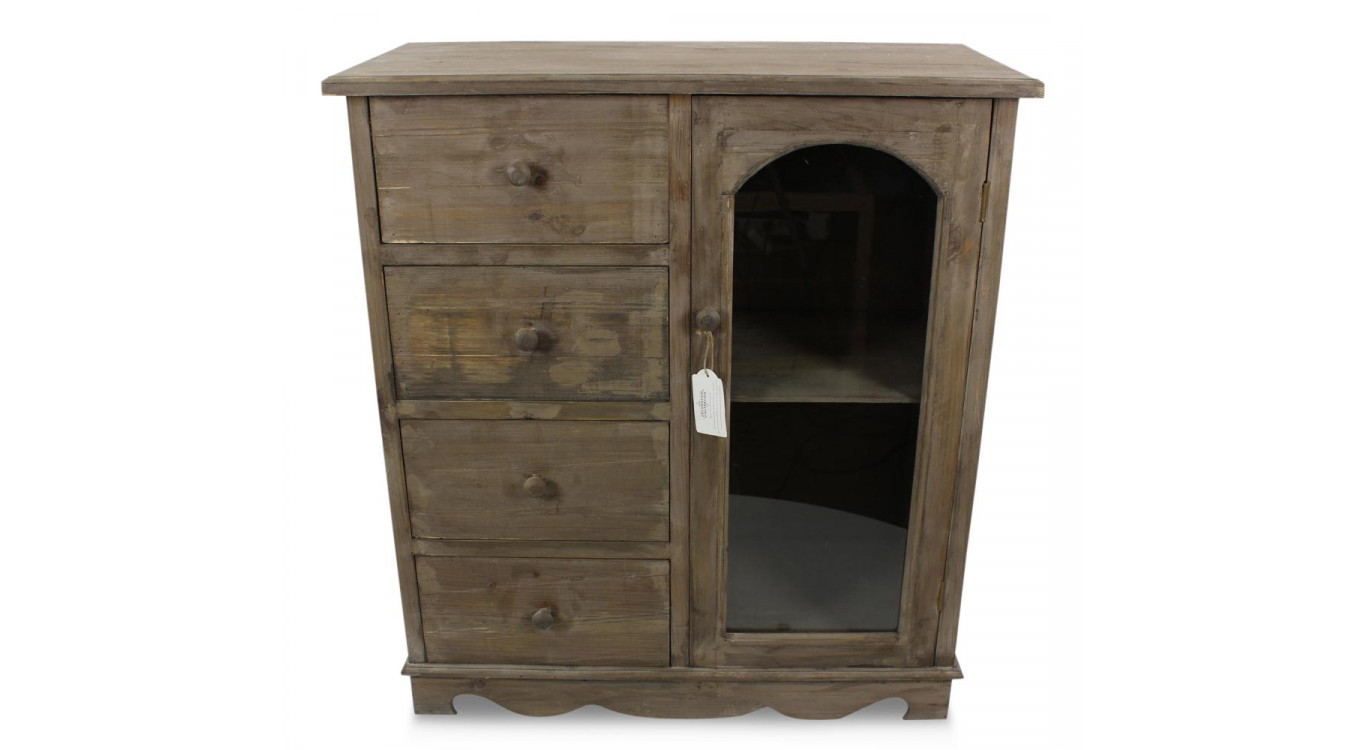 Meuble Bas Rangement Bois 4 Tiroirs 80x40x90cm