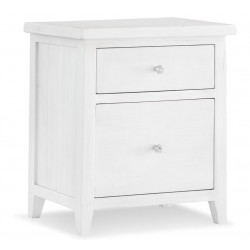 Table De Chevet 2 Tiroirs Bois Blanc 58x42x66.5cm