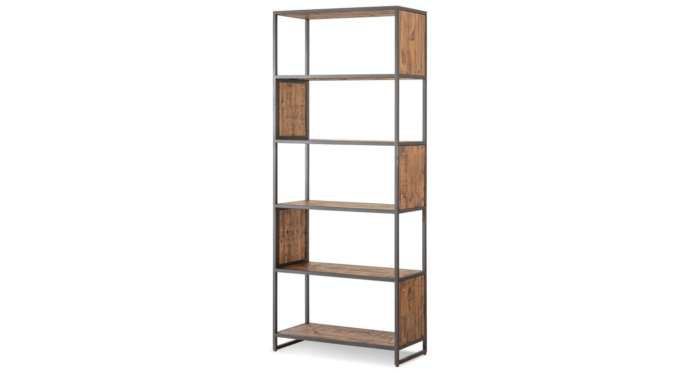 Bücherregal Holz Metall Braun 80x38x198cm