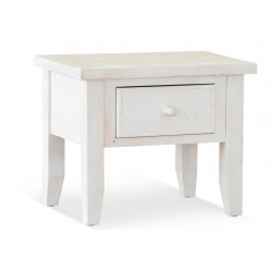 Table De Chevet 1 Tiroir Bois Blanc 60x44x50cm