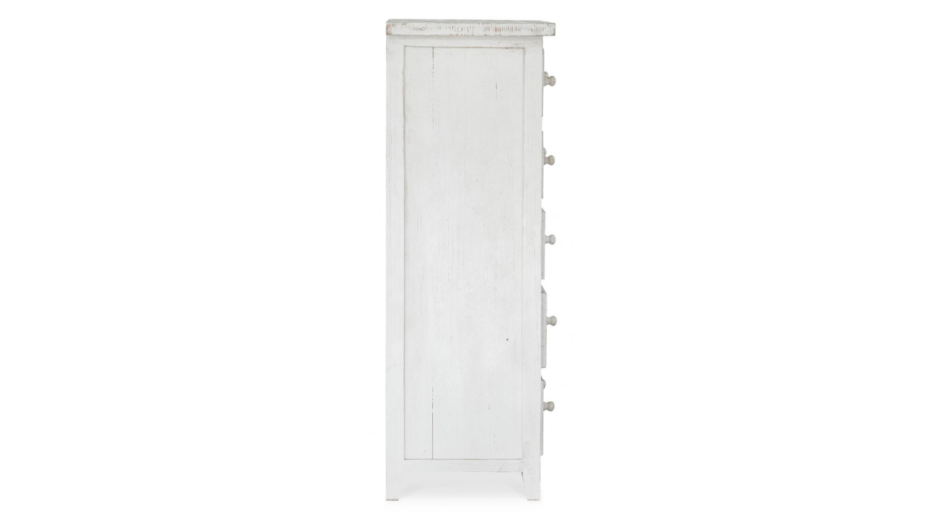 Commode 6 Tiroirs Bois Blanc 100x45x129cm