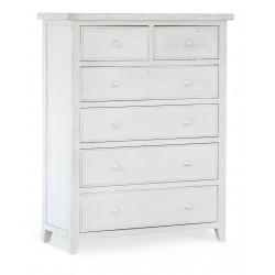 Commode 6 Tiroirs Bois Blanc 100x45x129cm