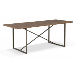 Table à Manger Bois Métal Marron 180x90x76cm