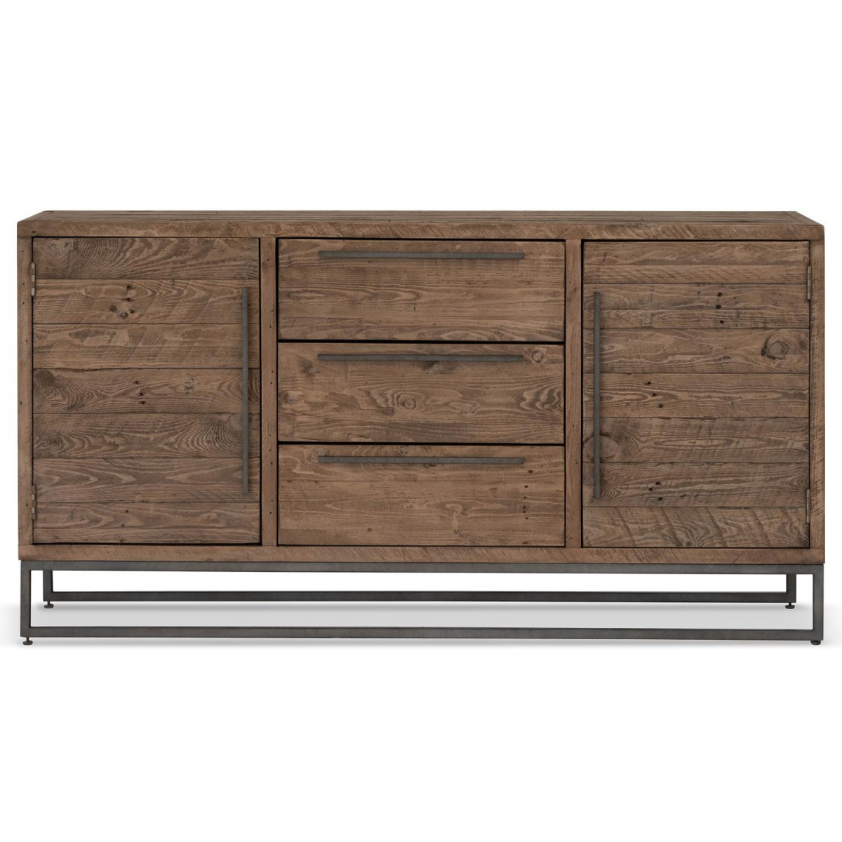 Sideboard mit 3 Schubladen Holz Metall Braun 157.5x45x81cm