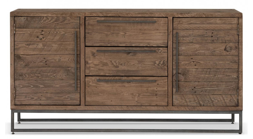 Sideboard mit 3 Schubladen Holz Metall Braun 157.5x45x81cm