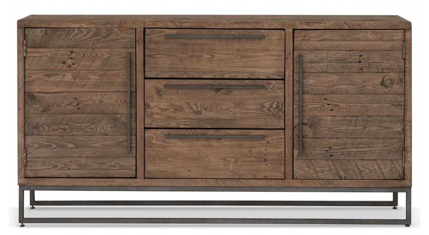 Sideboard mit 3 Schubladen Holz Metall Braun 157.5x45x81cm