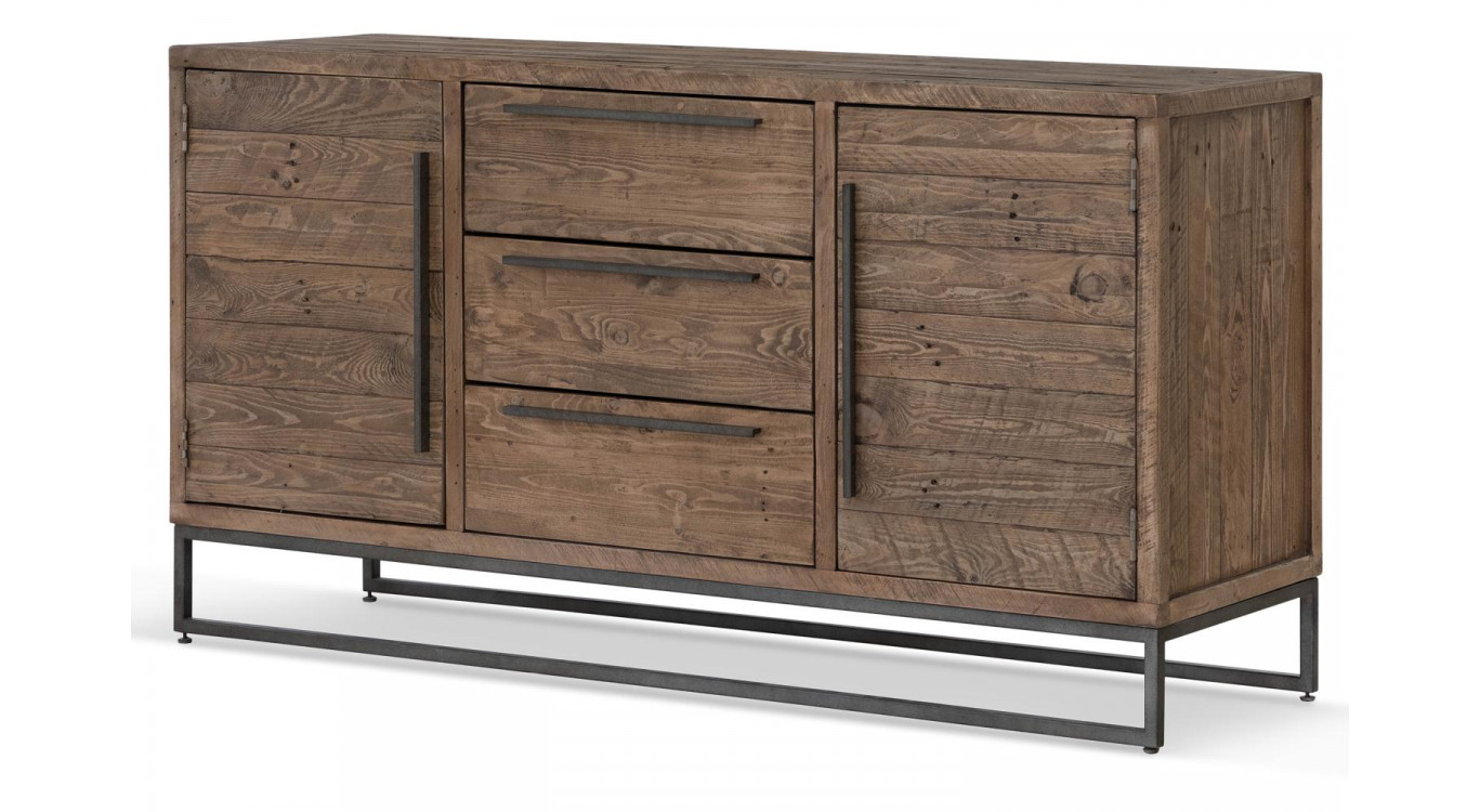 Sideboard mit 3 Schubladen Holz Metall Braun 157.5x45x81cm