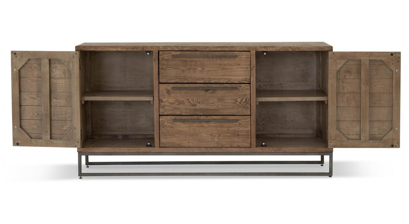 Sideboard mit 3 Schubladen Holz Metall Braun 157.5x45x81cm