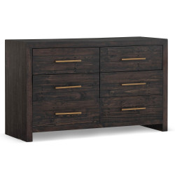 Commode 6 Tiroirs Bois Marron 140x45x85cm