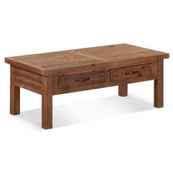 Table Basse 2 Tiroirs Bois Marron 120x60x45cm