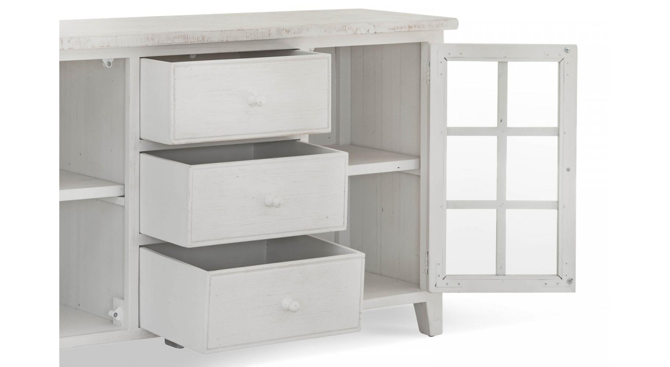 Buffet 3 Tiroirs Bois Blanc 160x45x90cm