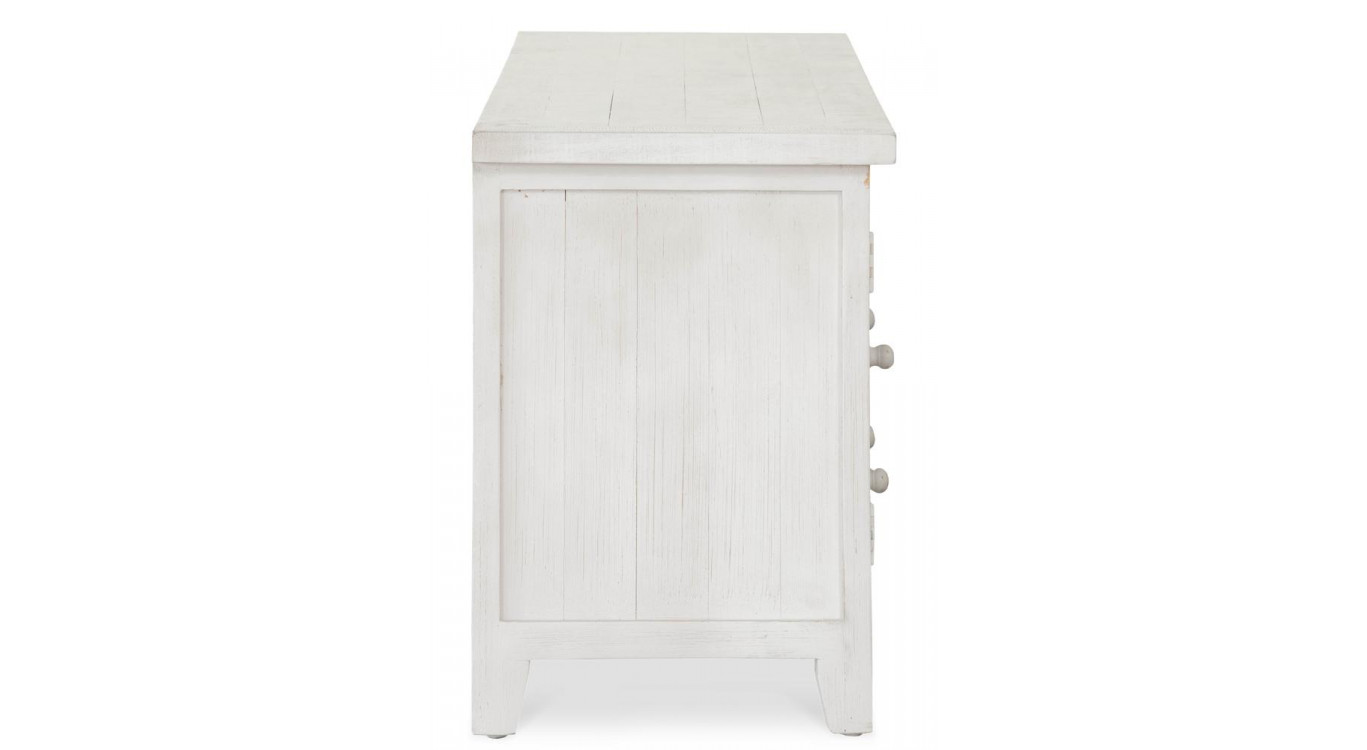 Meuble TV 2 Tiroirs Bois Blanc 180x45x65cm