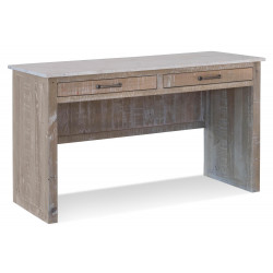 Bureau 2 Tiroirs Bois Marron 130x55x76cm