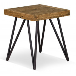 Table De Chevet Bois Métal Marron 50x50x55cm