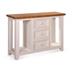 Console 3 Tiroirs Bois Blanc 110x35x74cm