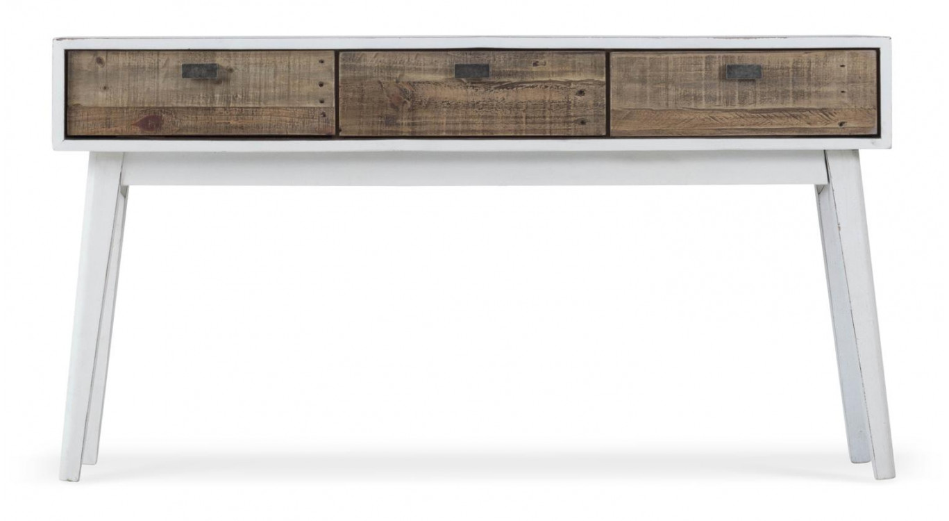 Console 3 Tiroirs Bois Blanc 140x35x75cm