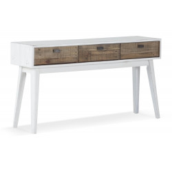 Console 3 Tiroirs Bois Blanc 140x35x75cm