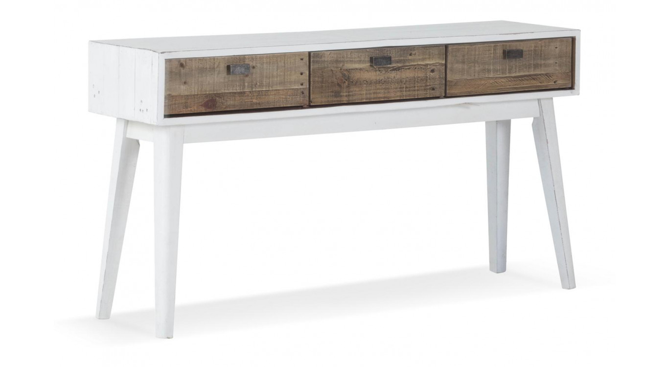 Console 3 Tiroirs Bois Blanc 140x35x75cm