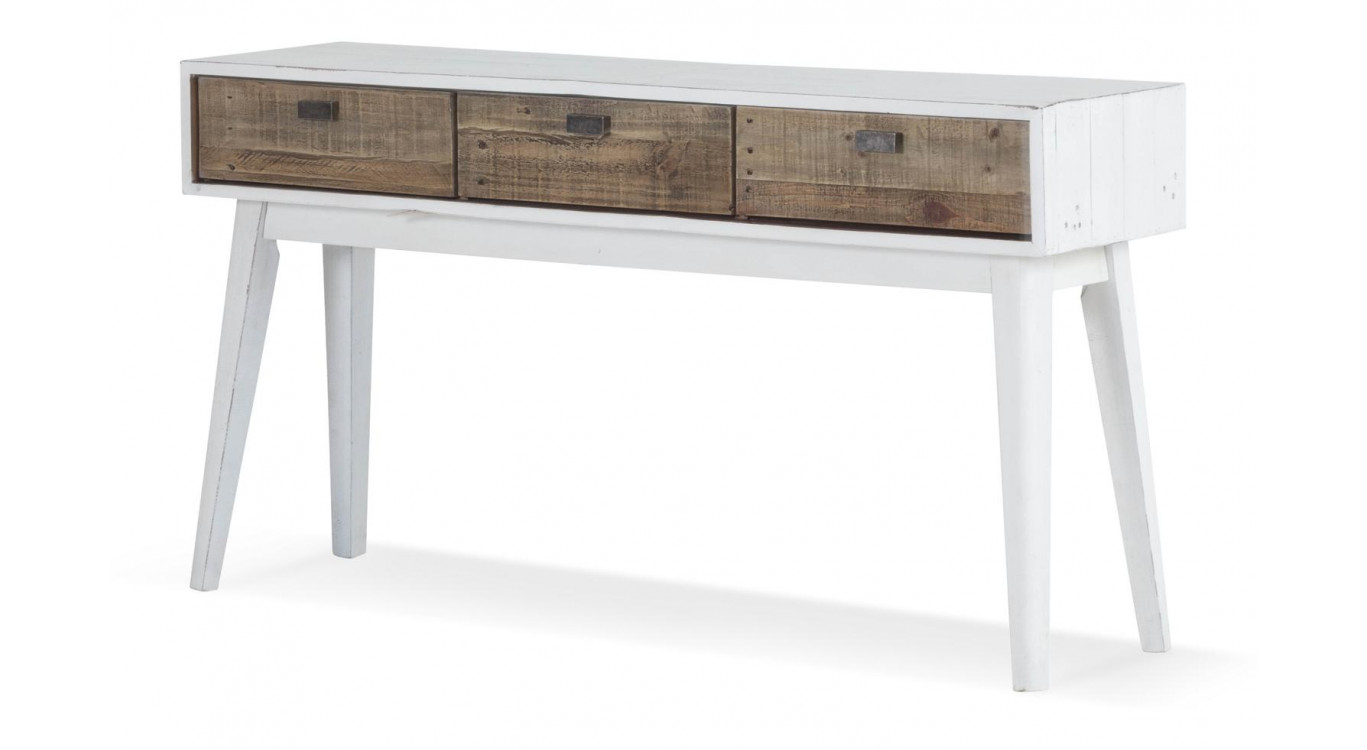 Console 3 Tiroirs Bois Blanc 140x35x75cm