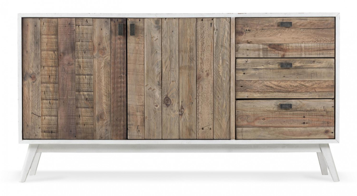 Buffet 3 Tiroirs Bois Blanc 160x40x85cm