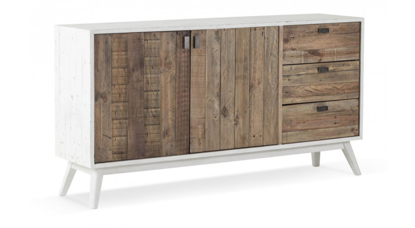 Buffet 3 Tiroirs Bois Blanc 160x40x85cm