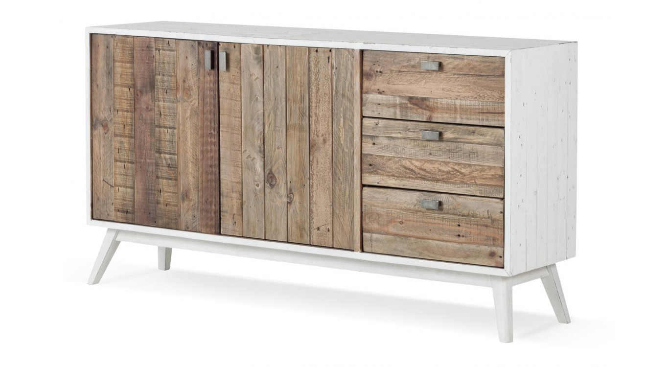 Buffet 3 Tiroirs Bois Blanc 160x40x85cm