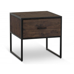 Table De Chevet 1 Tiroir Bois Métal Marron 55x55x55cm