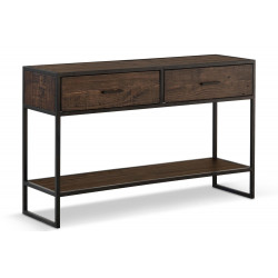 Console 2 Tiroirs Bois Métal Marron 120x35x75cm