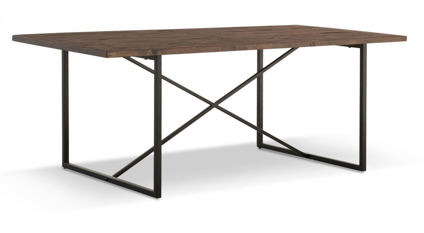 Table à Manger Bois Métal Marron 200x100x76cm