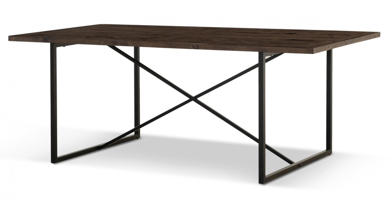 Table à Manger Bois Métal Marron 200x100x76cm