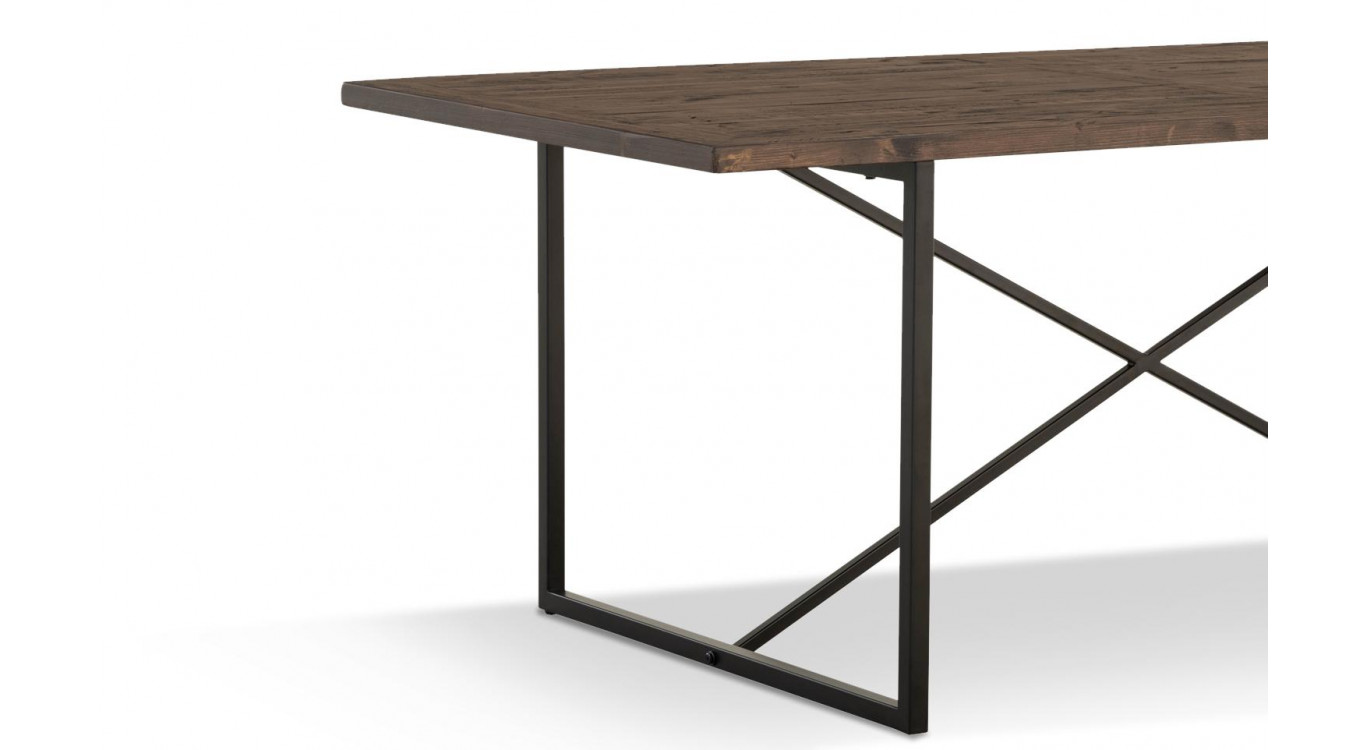 Table à Manger Bois Métal Marron 200x100x76cm