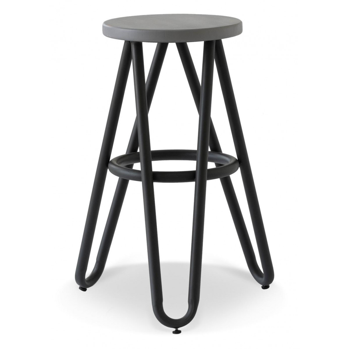 Tabouret Bois Métal Noir 45x45x65cm