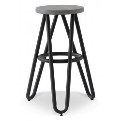 Tabouret Bois Métal Noir 45x45x65cm