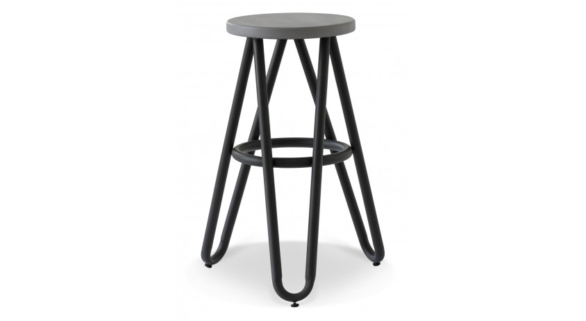 Tabouret Bois Métal Noir 45x45x65cm