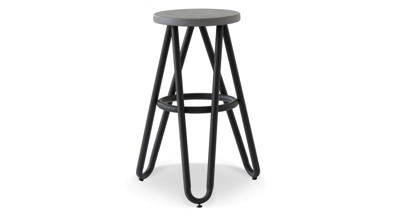 Tabouret Bois Métal Noir 45x45x65cm