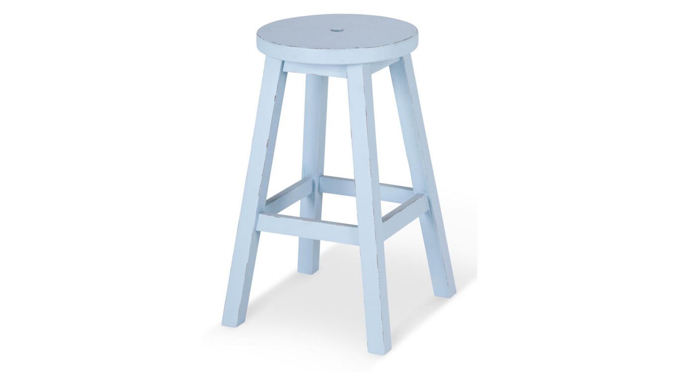 Tabouret Bois Bleu 40x40x65cm