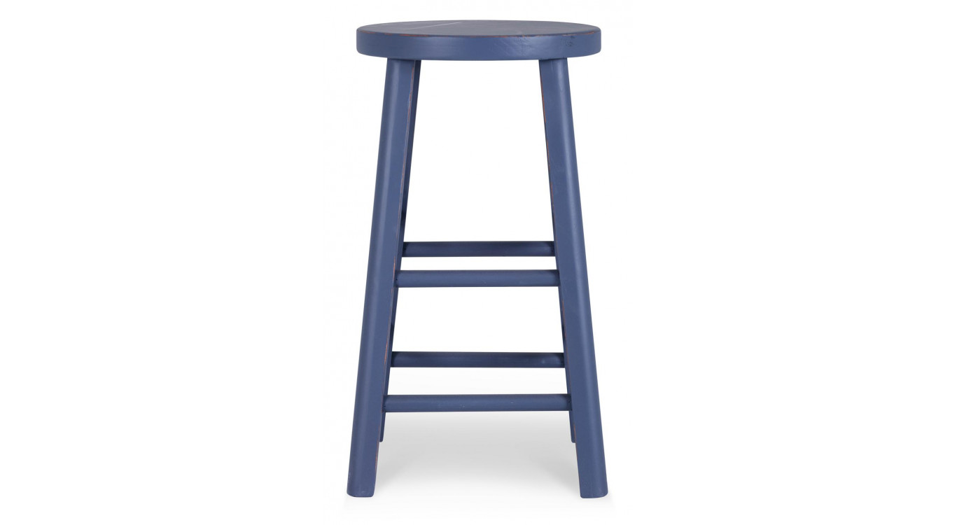 Tabouret Bois Bleu 37x37x65cm