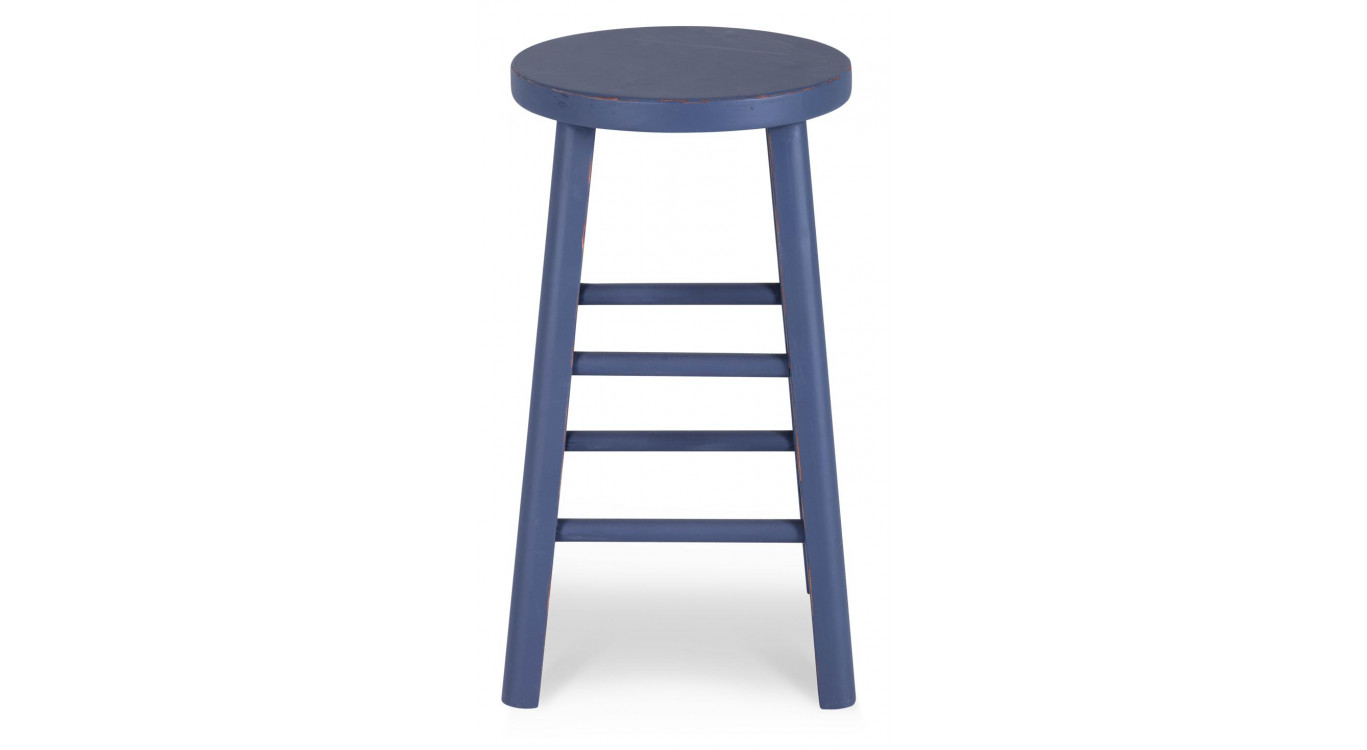 Tabouret Bois Bleu 37x37x65cm