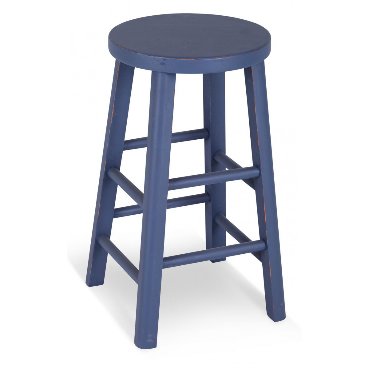 Tabouret Bois Bleu 37x37x65cm