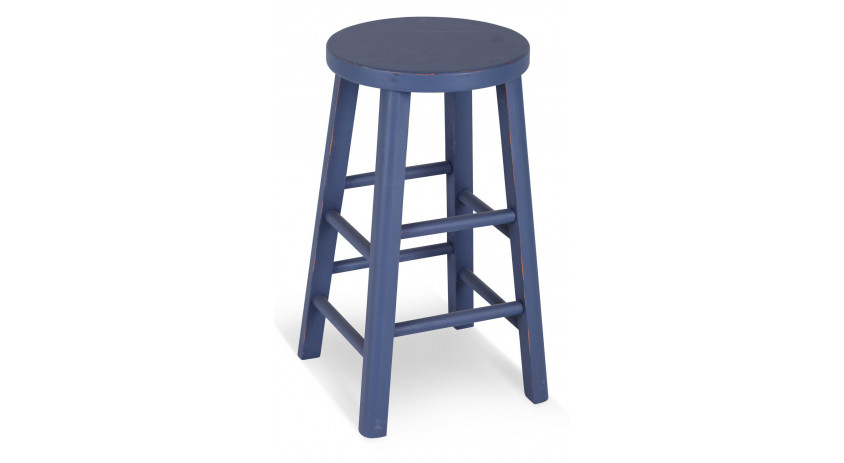 Tabouret Bois Bleu 37x37x65cm