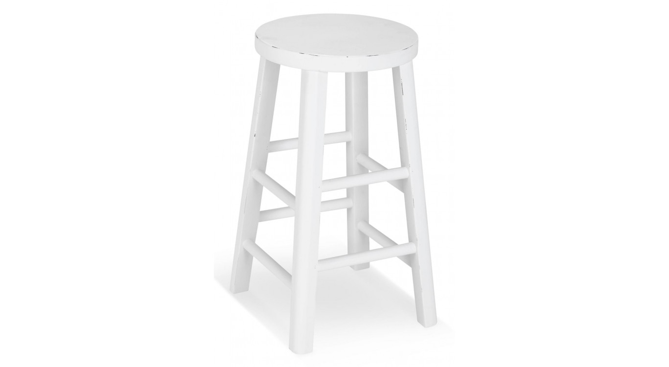 Tabouret Bois Blanc 37x37x65cm