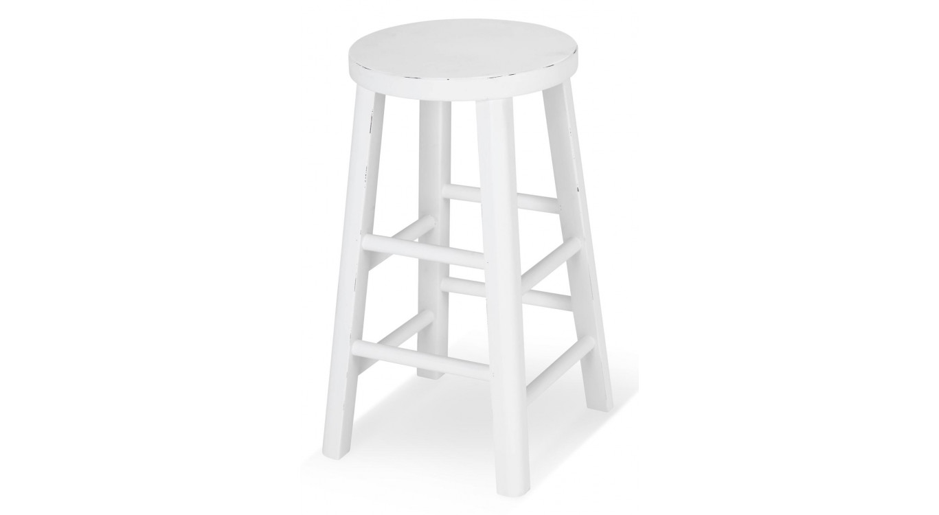 Tabouret Bois Blanc 37x37x65cm