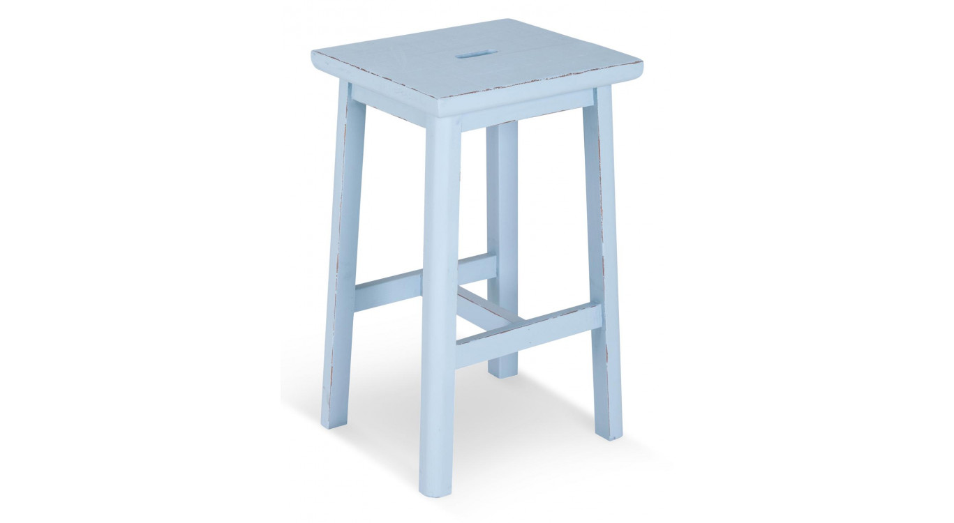 Tabouret Bois Bleu 40x35x65cm