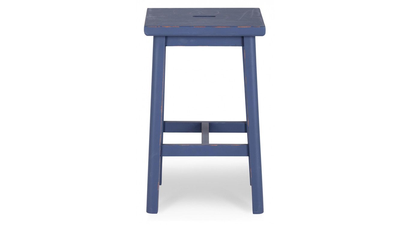 Tabouret Bois Bleu 40x35x65cm