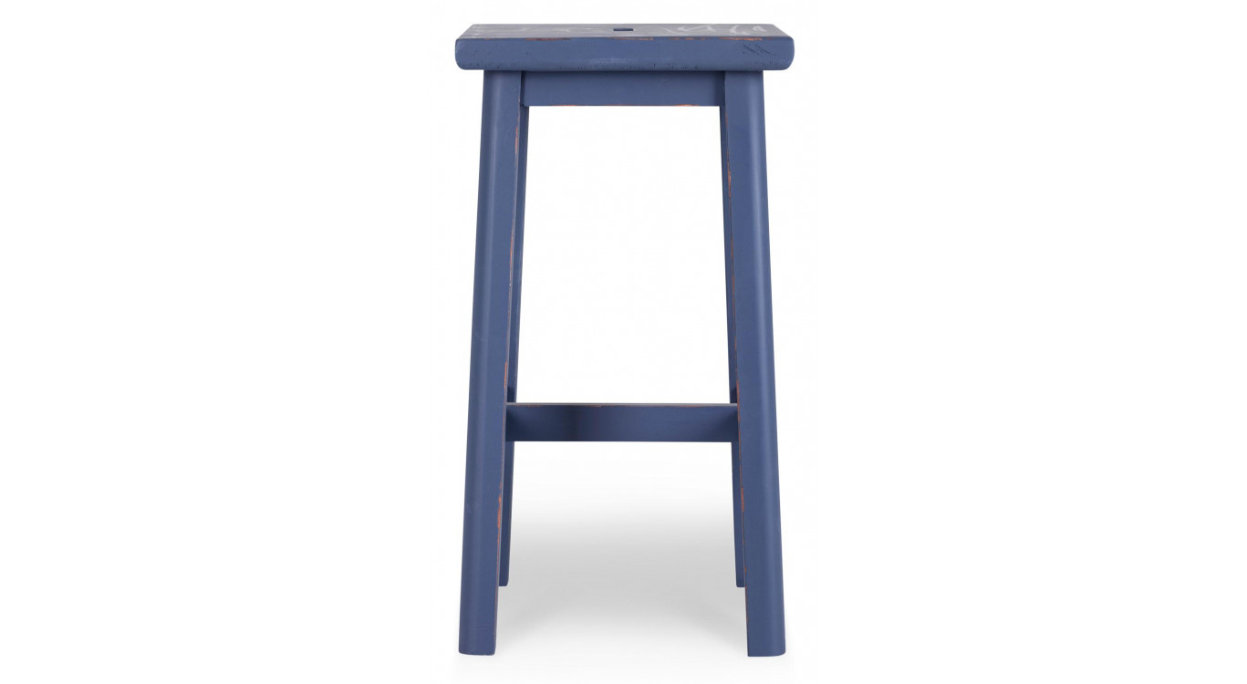 Tabouret Bois Bleu 40x35x65cm