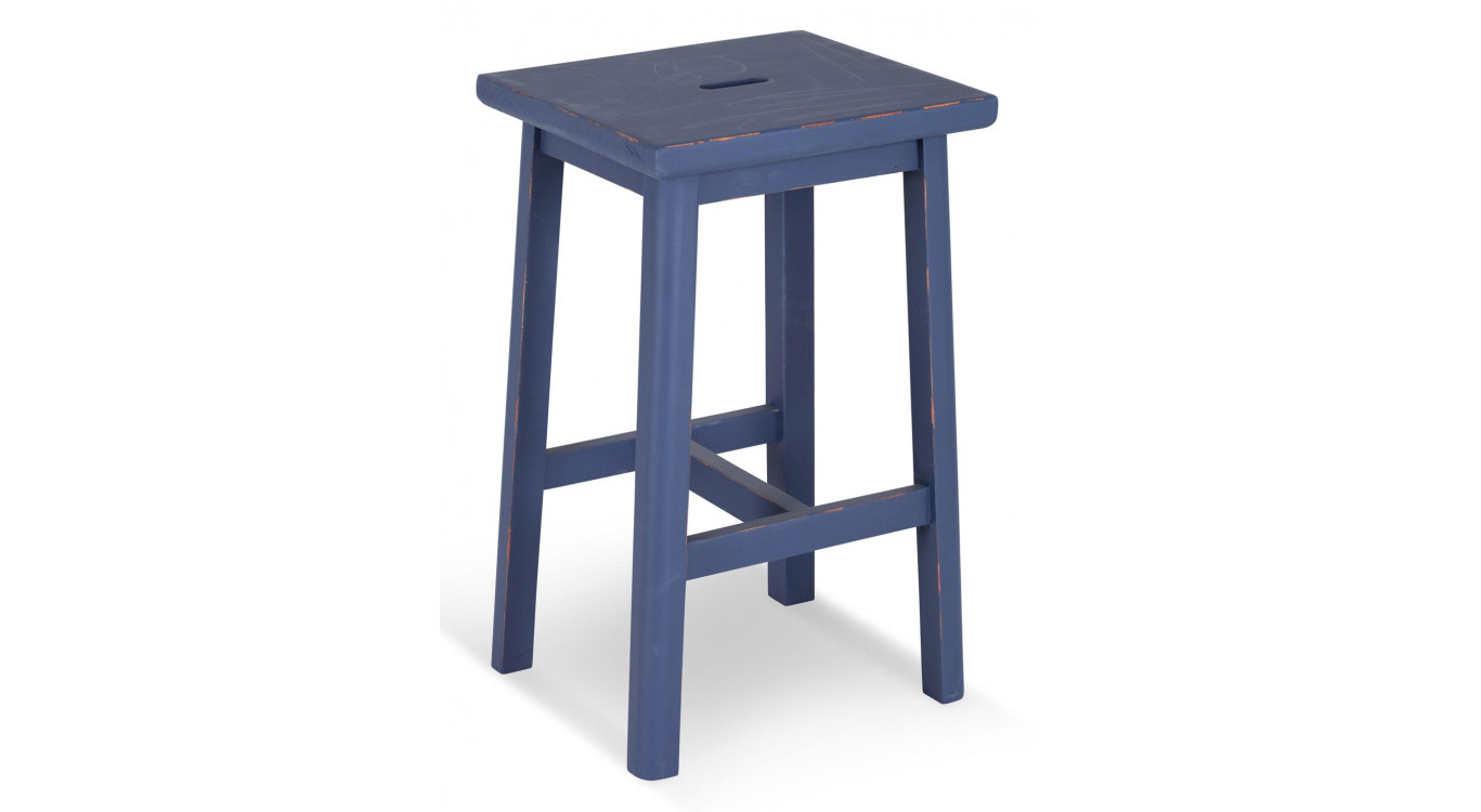 Tabouret Bois Bleu 40x35x65cm