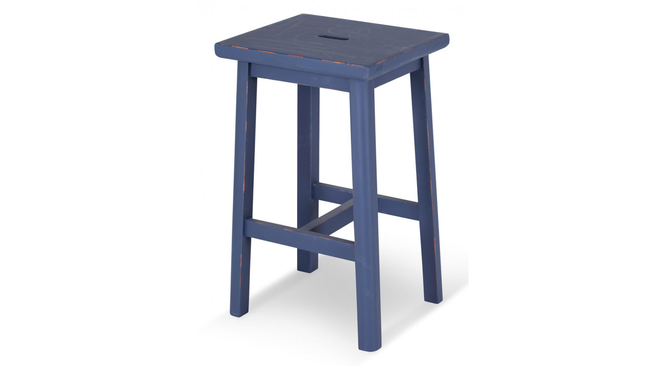 Tabouret Bois Bleu 40x35x65cm