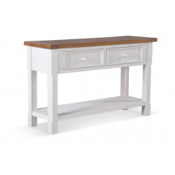 Console 2 Tiroirs Bois Blanc 120x40x74cm