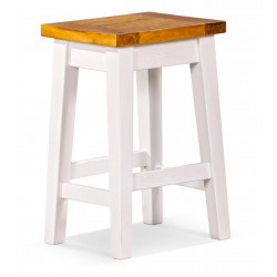 Lot de 2 Tabourets Bois Blanc 40x32x61cm