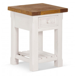 Table De Chevet 1 Tiroir Bois Blanc 40x40x55cm